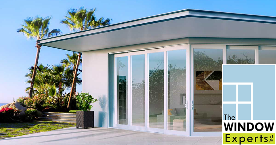 House with sliding door impact windows. Impact windows vs. hurricane shutters concept image