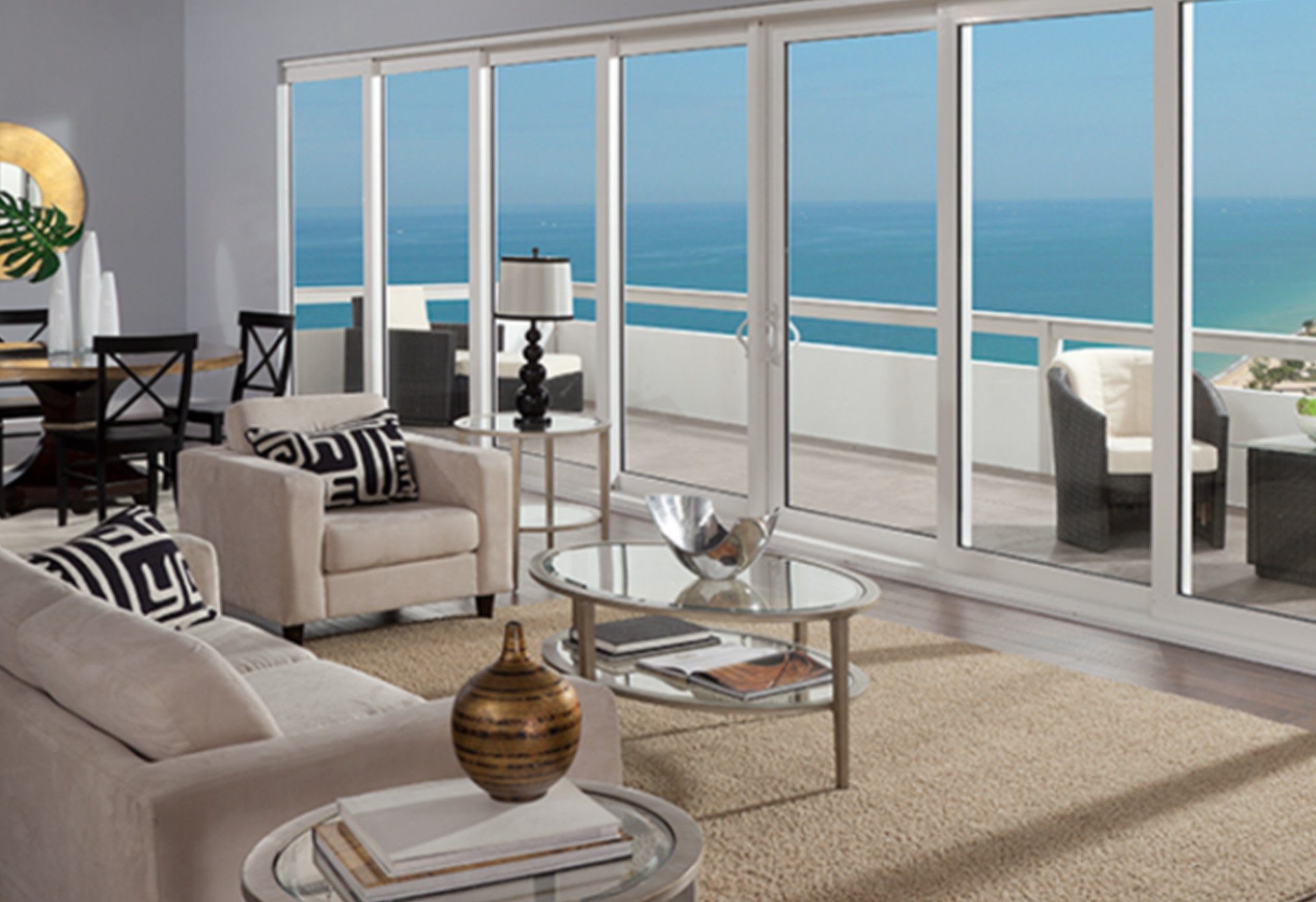 Beautiful apartment with floor to ceiling impact windows. Should you get impact windows concept image.